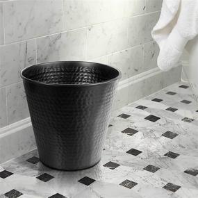 img 2 attached to 🗑️ Monarch Abode Hammered Matte Black Metal Waste Basket Trash Bin