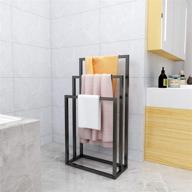 🖤 black metal freestanding towel rack: 3-tier hand towel holder & bathroom organizer logo
