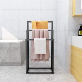 img 3 attached to 🖤 Black Metal Freestanding Towel Rack: 3-Tier Hand Towel Holder & Bathroom Organizer
