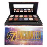 🎨 w7 enchanted palette: 12 super soft and blendable shades in matte, shimmer, and duo-chrome finishes. long-lasting, easy-to-use pressed pigment palette. logo