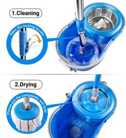 img 3 attached to 360 Spin Mop and Bucket System | 5 Reusable Microfiber Mop Heads + 1 Cleaning Brush | Spinning Mop Bucket Set with Wringer on Wheels & Collapsible Handle