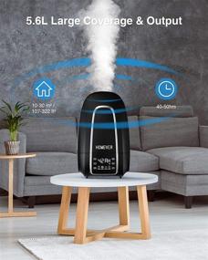 img 3 attached to Увлажнитель воздуха Homever Cool Mist для спальни - Ультразвуковой испаритель для младенцев, 26 дБ тихий шепот, 5,6 л, сенсорный экран, 360° сопло, автоматическое отключение и функция таймера - черный