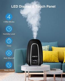 img 1 attached to Увлажнитель воздуха Homever Cool Mist для спальни - Ультразвуковой испаритель для младенцев, 26 дБ тихий шепот, 5,6 л, сенсорный экран, 360° сопло, автоматическое отключение и функция таймера - черный