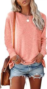 img 4 attached to YesNo TY2 Women's Casual Loose Long 👚 Sleeve Solid Tops with Pocket: A Perfect Pullover Sweatshirt