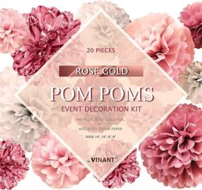 img 1 attached to 🎀 Set of 20 Pink Rose Gold Party Decoration Pom Poms - Ideal for Birthdays, Baby Showers, Bridal Showers - Rose Gold, Dusty Rose, Blush Pink, Grey - 14”, 10”, 8”, 6” Sizes