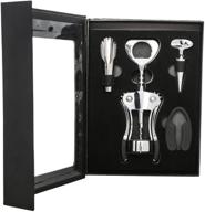 🍷 amlong plus basic wine opener gift set of 4: open, stop, pour, and cut with style логотип