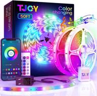 tjoy 50ft bluetooth led strip lights with music sync, 5050 rgb color changing led lights strip controlled by phone remote, for bedroom kitchen tv party tiktok diy (app+remote +mic) logo