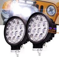 🚗 [improved depth 2.5inch] 2 pack 4.5” round work led light, 42w fog offroad off road lights driving lamp waterproof for hunting pickup utv truck car boat suv atv 12v 24v tractor motorcycle logo