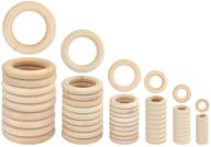 yolyoo 60pcs natural wooden rings for diy crafts, ring pendants, jewelry making connectors, 6 sizes logo
