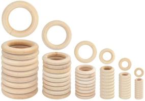 img 4 attached to Yolyoo 60pcs Natural Wooden Rings for DIY Crafts, Ring Pendants, Jewelry Making Connectors, 6 Sizes