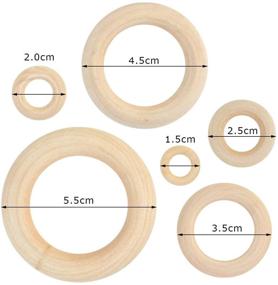 img 3 attached to Yolyoo 60pcs Natural Wooden Rings for DIY Crafts, Ring Pendants, Jewelry Making Connectors, 6 Sizes