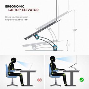 img 1 attached to 🖥️ Ноутбук-стенд - Tounee Эргономичный алюминиевый стенд для ноутбука для стола - Совместим со MacBook, Air, Pro, Dell XPS, Samsung, Alienware - Все ноутбуки 10-17" - Серый цвет "Space Grey