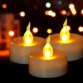 img 4 attached to 🕯️ 24-Pack Battery Operated Tea Lights - Realistic Flickering LED Candles for Seasonal & Festival Celebration - Bright and Flameless Warm Yellow Lamp - Perfect Holiday Gift - Powered by Batteries