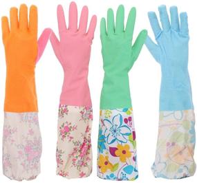 img 3 attached to 🧤 Waterstop Dishwashing Cleaning Household Latex Gloves with Long Cuff - Set of 2 Pairs by kilofly