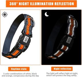 img 2 attached to 🐾 MORITA BOKUJO Neoprene Padded Dog Collar, Adjustable Breathable Nylon Pet Collar for Small Medium Large Dogs (Orange, M-Size: 1-inch Width, 14-20 inches Length)