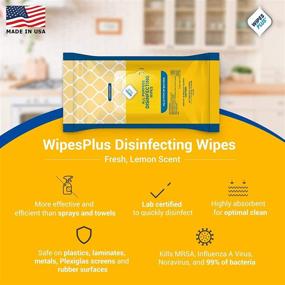 img 2 attached to 🍋 WipesPlus All Purpose Disinfecting Wipes, Lemon Scent, 80 Wipes/Packet, Lot of 12