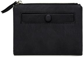 img 4 attached to 👛 Black2 Women's Bifold Leather Wallets - Mini RFID Thin Billfolds for Ladies with Zipper Coin Pocket, Slim Compact Design