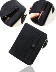 img 1 attached to 👛 Black2 Women's Bifold Leather Wallets - Mini RFID Thin Billfolds for Ladies with Zipper Coin Pocket, Slim Compact Design