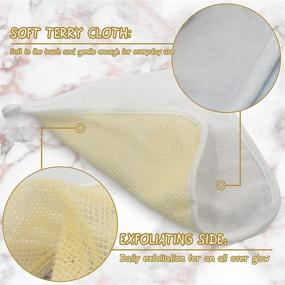 img 3 attached to Set of 5 Soft Weave Home Spa Bath Shower Exfoliating Massage Cloths, Dual-Sided with Exfoliating Scrub and Terry Cloth Towel for Face and Body Wash