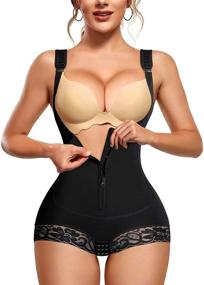 img 4 attached to 👙 Ultimate Tummy Control: MERYOSZ Waist Trainer Bodysuit Shapewear with Zipper, Open Bust & Butt Lifter for Flawless Body Contouring