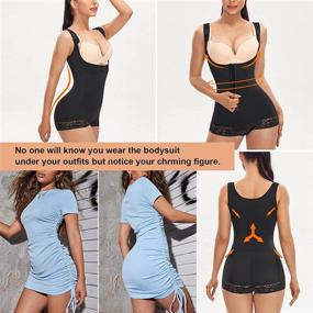 img 2 attached to 👙 Ultimate Tummy Control: MERYOSZ Waist Trainer Bodysuit Shapewear with Zipper, Open Bust & Butt Lifter for Flawless Body Contouring