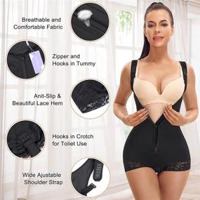 img 3 attached to 👙 Ultimate Tummy Control: MERYOSZ Waist Trainer Bodysuit Shapewear with Zipper, Open Bust & Butt Lifter for Flawless Body Contouring