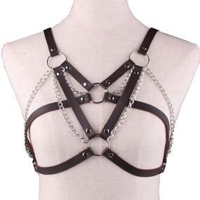 img 3 attached to 🔗 Asooll Punk Leather Layered Bra Body Chain Circle Waist Chain - Trendy Body Harness for Nightclub Prom Party. Fashion Body Chains as Stylish Accessories for Women and Girls.