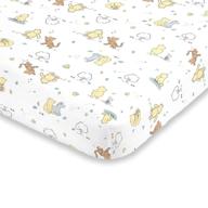 disney winnie the pooh classic 100% cotton mini crib sheet - ivory, butter, aqua, orange - 38x24x6 inch - pack of 1 logo