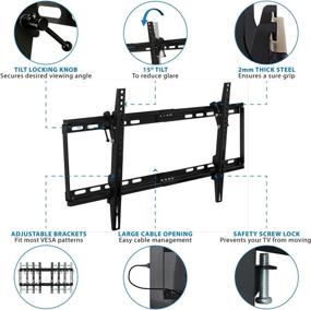 img 1 attached to 📺 Mount-It! Slim Tilting TV Wall Mount: Low Profile Bracket for 32-65” TV with Universal VESA Compatibility and 130 Lbs Weight Capacity in Black