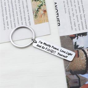 img 3 attached to 🔑 G-Ahora Peace Love Light Keychain: A Bold Expression for Vulgar Friends (Swear Word KR)