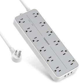 img 4 attached to TESSAN 12 Outlet Surge Protector Power Strip with 3 USB Ports, 6ft Extension Cord, Overload Protection, Wall Mountable - Grey
