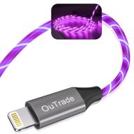 🔌 outrade led lightning cable charger [apple mfi certified] - usb charging/sync cord for iphone se 11 11 pro 11 pro max xs max xr x 8 7 6s 6, ipad and more (purple, 3.3 ft) логотип