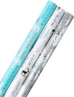 🎁 hallmark christmas wrapping paper bundle: elegant winter design with cut lines on reverse, holographic - pack of 3, 80 sq. ft. total logo