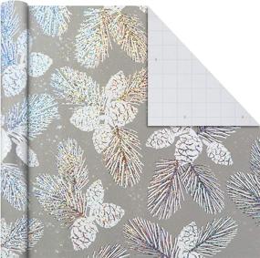 img 1 attached to 🎁 Hallmark Christmas Wrapping Paper Bundle: Elegant Winter Design with Cut Lines on Reverse, Holographic - Pack of 3, 80 sq. ft. total