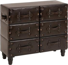 img 4 attached to 🪑 Enhance Your Space with Deco 79 66865 Wood Leather Cabinet – A Classic Space Filler