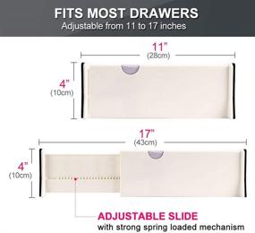 img 2 attached to 5 Pack Drawer Dividers Organizer with Adjustable Separators, Expands from 11-17 Inches, Ideal for Bedroom, Bathroom, Closet, Clothing, Office, and Kitchen Storage, Strong Secure Hold, Foam Ends, Locks in Place