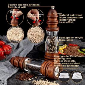 img 3 attached to ANDONG Premium Wooden Salt and Pepper Mill Set with Adjustable Ceramic Core - Salt Grinder and Pepper Grinder, Perfect for Sea Salt and Peppercorn - 8.6 Inches, Pack of 2