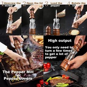 img 2 attached to ANDONG Premium Wooden Salt and Pepper Mill Set with Adjustable Ceramic Core - Salt Grinder and Pepper Grinder, Perfect for Sea Salt and Peppercorn - 8.6 Inches, Pack of 2