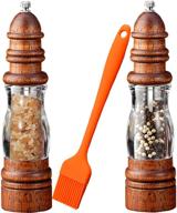 andong premium wooden salt and pepper mill set with adjustable ceramic core - salt grinder and pepper grinder, perfect for sea salt and peppercorn - 8.6 inches, pack of 2 logo