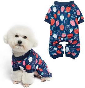 img 4 attached to 🍓 Soft Dog Pajamas - Adorable Jumpsuit with Fruit Pattern for Small and Medium Dogs - Strawberry