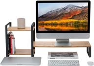 multifunctional wood and metal monitor stand riser with book shelves - boost efficiency in home office logo