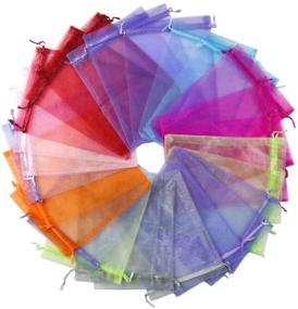 img 1 attached to 🎁 SUNGULF 50Pcs 8x12 Inches Sheer Organza Drawstring Pouches: Festive Mixed Color Gift Bags for Christmas, Weddings, Parties & More!