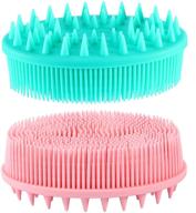 🧼 silicone body scrubber - gentle exfoliating shower brush 2 pack for all skin types, kids, women and men - durable & soft cleansing brush replacement to loofah - spa massage experience (pink+green) logo