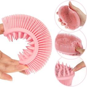 img 2 attached to 🧼 Silicone Body Scrubber - Gentle Exfoliating Shower Brush 2 Pack for All Skin Types, Kids, Women and Men - Durable & Soft Cleansing Brush Replacement to Loofah - SPA Massage Experience (Pink+Green)