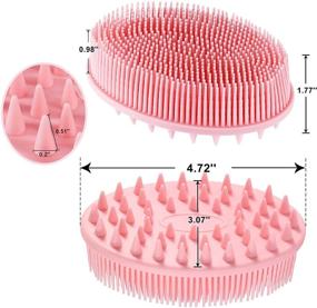 img 1 attached to 🧼 Silicone Body Scrubber - Gentle Exfoliating Shower Brush 2 Pack for All Skin Types, Kids, Women and Men - Durable & Soft Cleansing Brush Replacement to Loofah - SPA Massage Experience (Pink+Green)