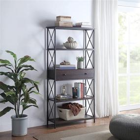 img 1 attached to RAAMZO Industrial X Design Bookcase Bookshelf Furniture