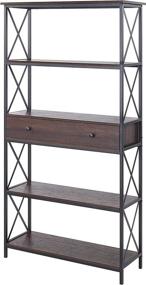 img 4 attached to RAAMZO Industrial X Design Bookcase Bookshelf Furniture