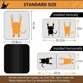 img 3 attached to 🐱 IC ICLOVER Cute Cartoon Pet Design Car Windshield Sunshade - Folding Silvering Sun Visor with UV Coating for UV Ray Deflector (2 Cats)