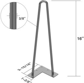 img 3 attached to 🪐 Orgerphy 16 Inch Grey Heavy-Duty Hairpin Legs Coffee Table Legs (4PCS) with Screws and 4pcs Bonus Rubber Floor Protectors – Diameter 3/8” – Mid-Century Metal Desk Furniture Legs for DIYers