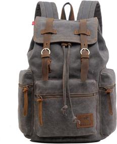 img 1 attached to AUGUR Vintage Leather Backpack Rucksack Laptop Accessories